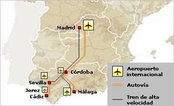 Mapa de enlaces por avión con la provincia