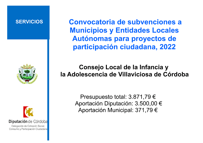 Convocatoria de subvenciones a Municipios y Entidades Locales Autónomas para proyectos de participación ciudadana, 2022
