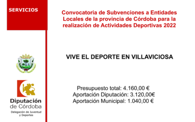 Convocatoria de Subvenciones a Entidades Locales de la provincia de Córdoba para la realización de Actividades Deportivas 2022