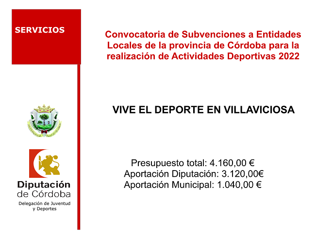 Convocatoria de Subvenciones a Entidades Locales de la provincia de Córdoba para la realización de Actividades Deportivas