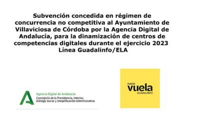 Subvención para la dinamización de centros de competencias digitales durante el ejercicio 2023. Línea Guadalinfo/ELA