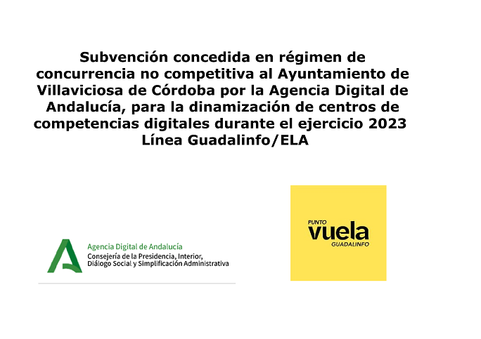 Subvención para la dinamización de centros de competencias digitales durante el ejercicio 2023. Línea Guadalinfo/ELA