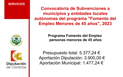 Convocatoria de Subvenciones a municipios y entidades locales autónomas del programa «Fomento del Empleo Menores de 45 años», 2023