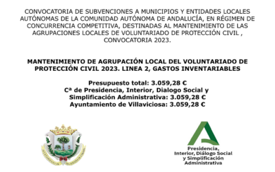 SUBVENCIONES VOLUNTARIADO PROTECCIÓN CIVIL. LINEA 2, GASTOS INVENTARIABLES
