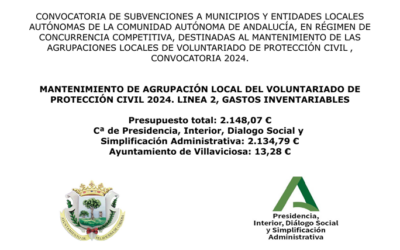 SUBVENCION PROTECCION CIVIL. LINEA 2 GASTOS INVENTARIABLES. JUNTA DE ANDALUCIA